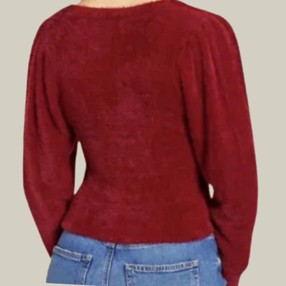 ASTR The Label Wine Fuzzy Crop Sweater, Medium, Like New Condition - Picture 2 of 14